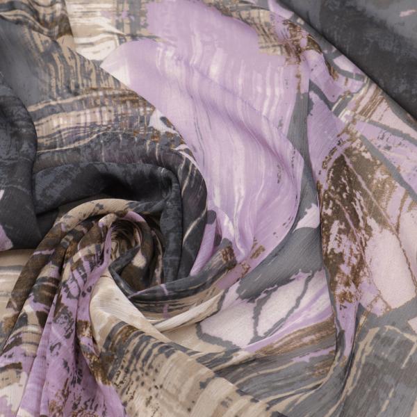 Fabric blouse fabric chiffon bark abstract design lilac gray brown beige ecrú dress fabric