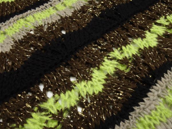 Stoff Grobstrick Wollstrick Strickstoff mit Strickmuster und Lurexfaden neongrün braun schwarz beige gold Lurex glänzend Kleiderstoff