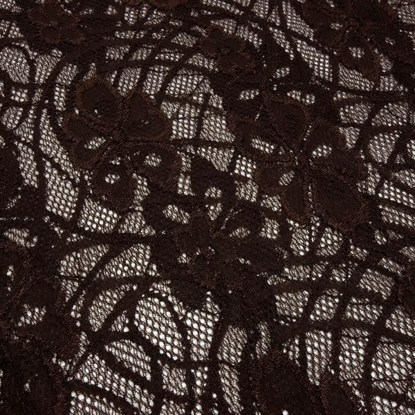 Stoff Bi-Stretch Spitze Spitzenstoff mit Blumenmuster braun Kleiderstoff