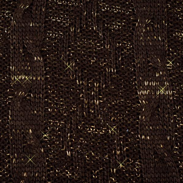 Fabric chunky knit fabric with cable pattern and lurex thread brown gold shiny dress fabric sweater fabric