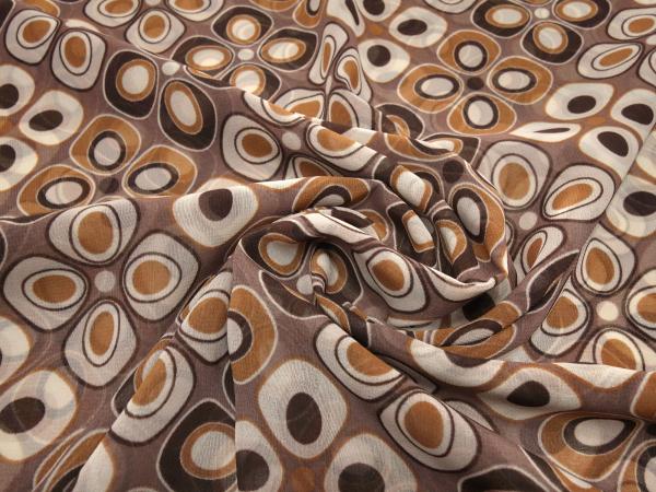 Stoff Chiffon Blusenstoff retro vintage Blumen Design braun beige Kleiderstoff