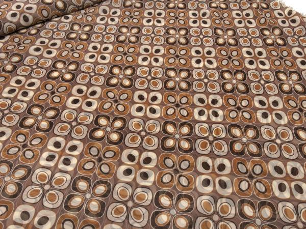 Stoff Chiffon Blusenstoff retro vintage Blumen Design braun beige Kleiderstoff