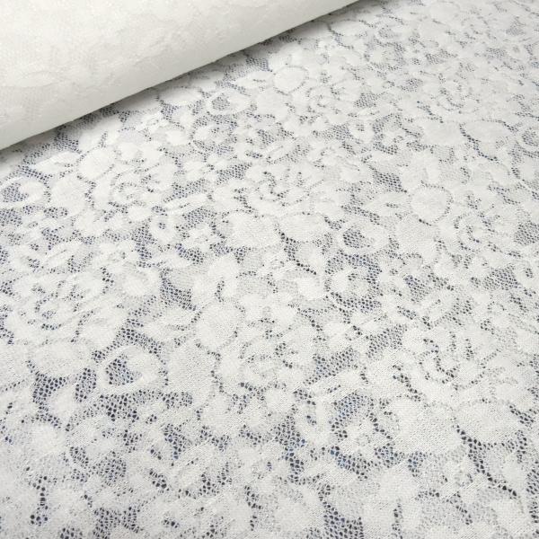 Stoff Spitze Spitzenstoff mit Blumenmuster cremeweiß off-white wollweiß Kleiderstoff Hochzeitsstoff