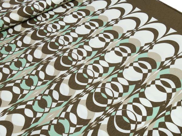 Fabric viscose jersey with bristles retro vintage design ecrú brown beige mint green dress fabric