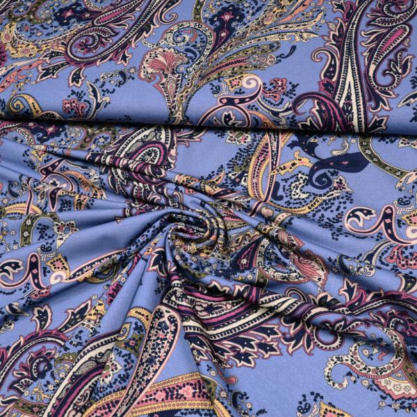 Fabric viscose jersey with paisley design jeans blue colorful printed dress fabric children's fabric
