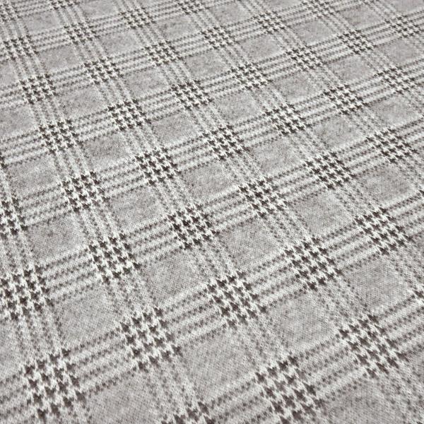 Stoff Feinstrick Jacquard Glencheck Karo schwarz grau wollweiß Kleiderstoff Hosenstoff