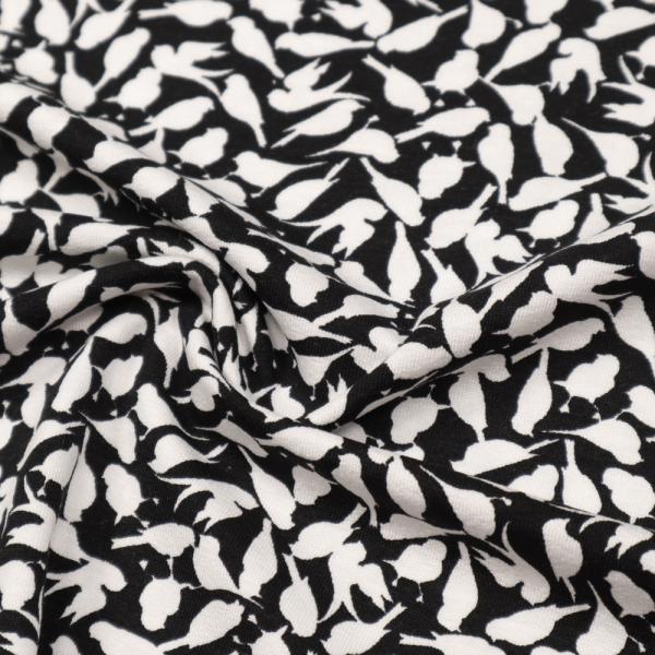 Stoff Viskose Jersey mit Vögel Design schwarz weiß Kleiderstoff Kinderstoff