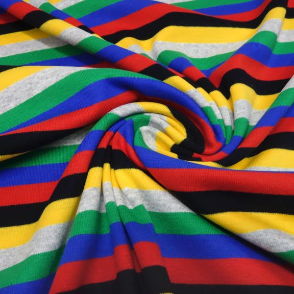 Stoff Baumwolle Jersey 12 mm Streifen grau grün blau rot schwarz gelb gestreift Kleiderstoff Kinderstoff