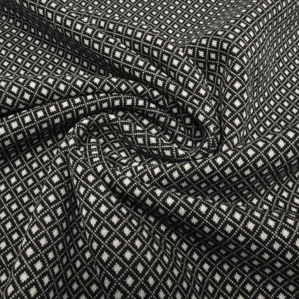 Fabric stretch fine knit jacquard small diamond black wool white dress fabric trouser fabric