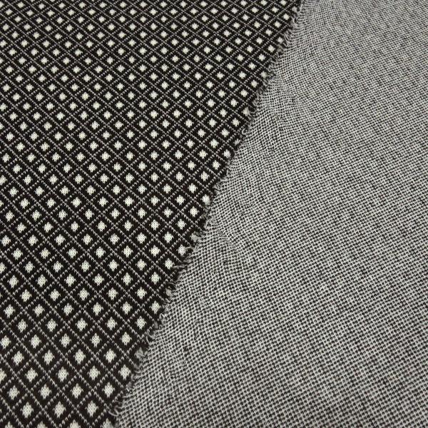 Fabric stretch fine knit jacquard small diamond black wool white dress fabric trouser fabric
