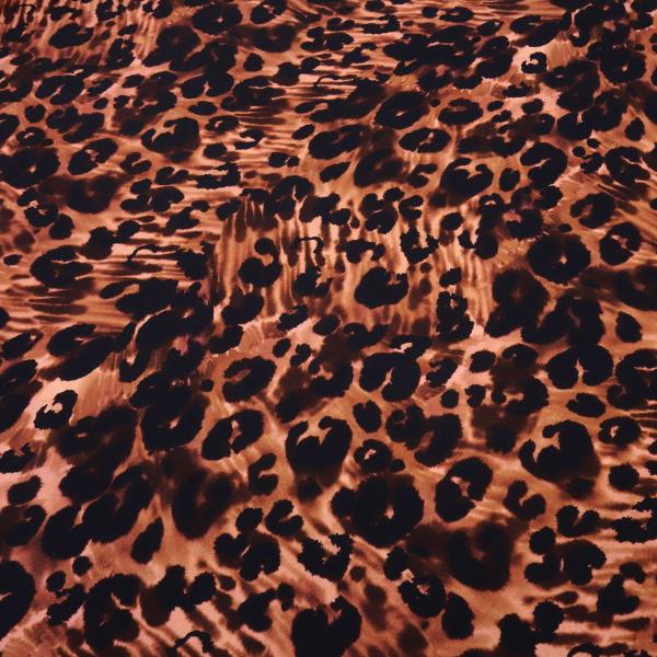 Stoff Viskose Jersey mit Leo Tierprint Design schwarz braun beige rosé Kleiderstoff