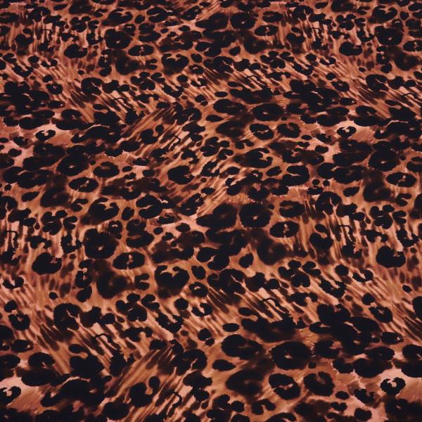 Stoff Viskose Jersey mit Leo Tierprint Design schwarz braun beige rosé Kleiderstoff