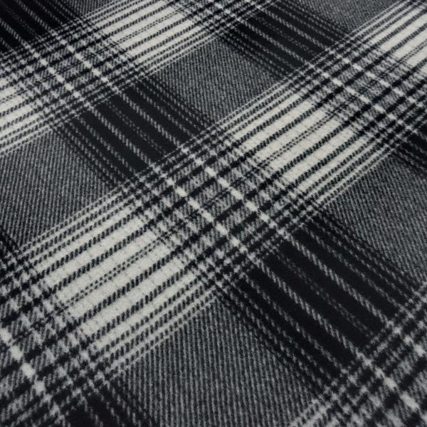 Heavy coat fabric with Glencheck check pattern in black and light gray Coat fleece Dress fabric