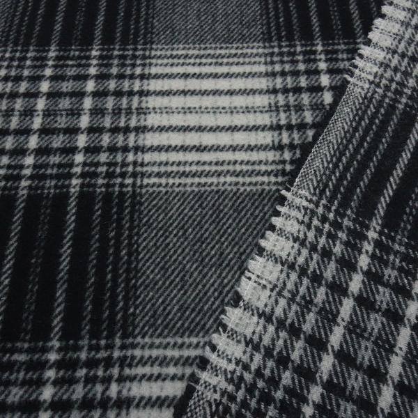 Heavy coat fabric with Glencheck check pattern in black and light gray Coat fleece Dress fabric