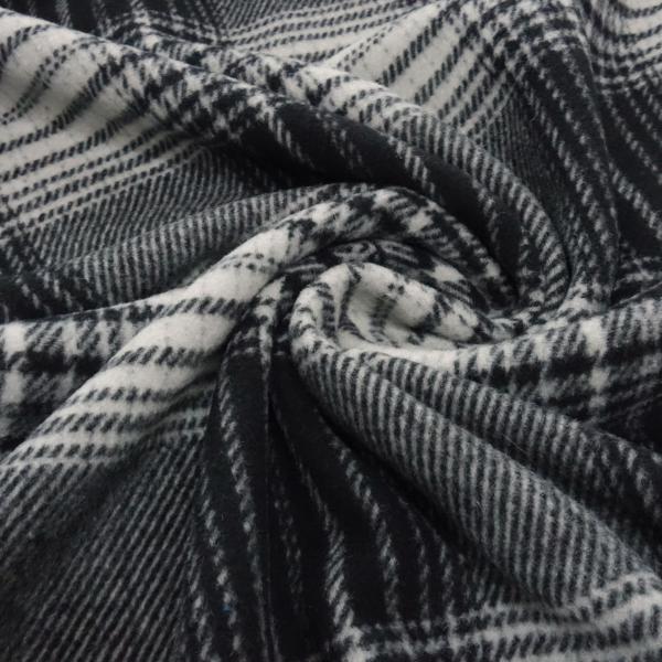 Heavy coat fabric with Glencheck check pattern in black and light gray Coat fleece Dress fabric