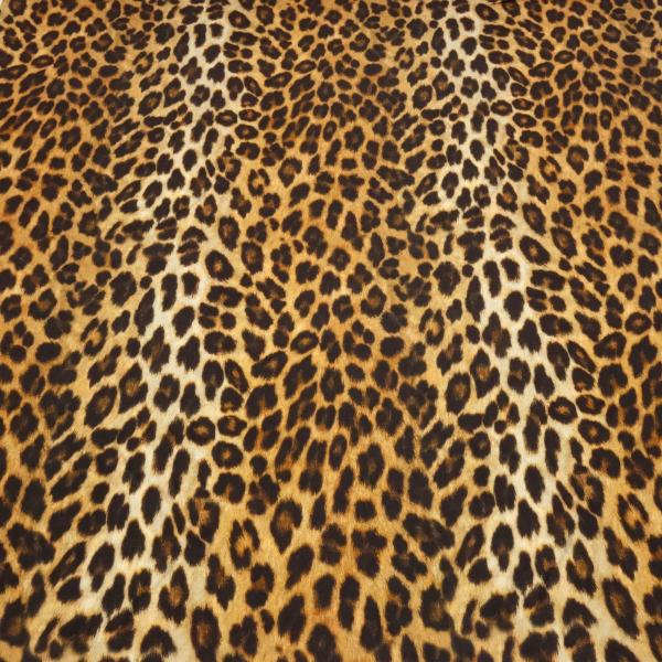 Viscose Twill Fabric with Leopard Print, Brown, Black, Beige - Dress Fabric, Blouse Fabric