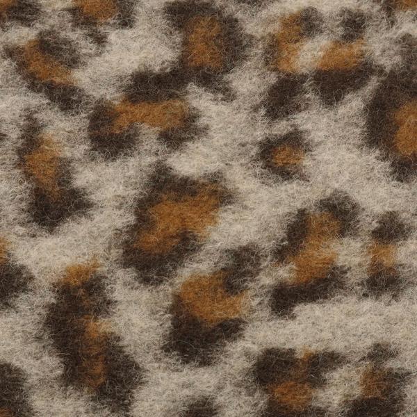 Stoff Musterwalk Walkloden Kochwolle mit Leo Panther Animal-Print Design beige braun lehm Mantelstoff Kleiderstoff