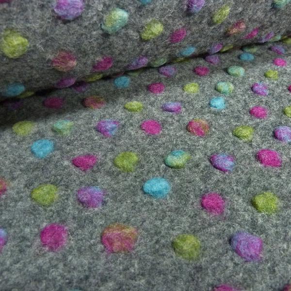 Fabric Ital. pattern walk boiled wool Walkloden relief dots dots gray multicolor melange dress fabric coat fabric