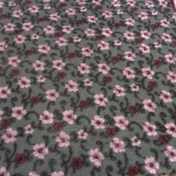Fabric Ital. pattern walk boiled wool walkloden relief flowers tendrils gray pink bordeaux black dress fabric coat fabric