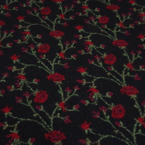 Fabric Italian patterned boiled wool boiled loden with relief floral tendrils black red green coat fabric jacket fabric