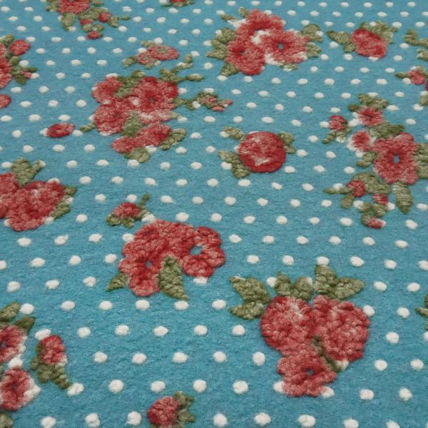 Stoff Ital. Musterwalk Walkloden Kochwolle mit Relief Blumen Punkte Design blau-türkis rot grün wollweiß Kleiderstoff Manteltstoff​
