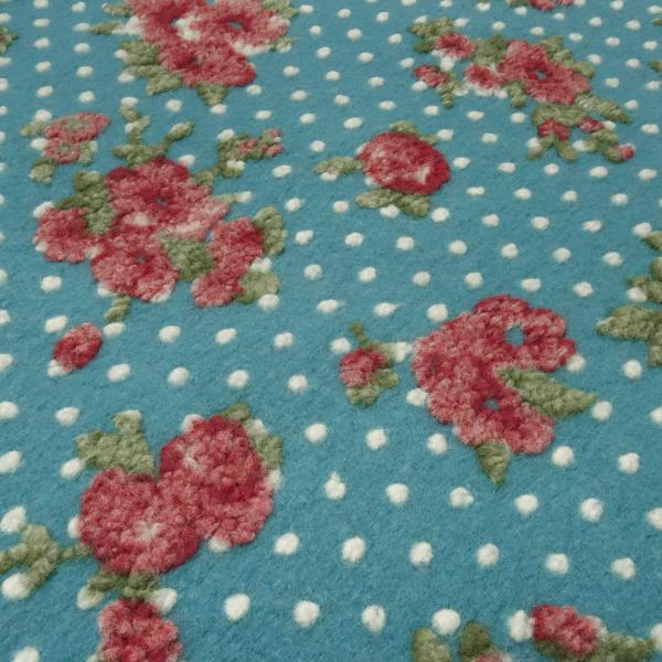 Stoff Ital. Musterwalk Walkloden Kochwolle mit Relief Blumen Punkte Design blau-türkis rot grün wollweiß Kleiderstoff Manteltstoff​