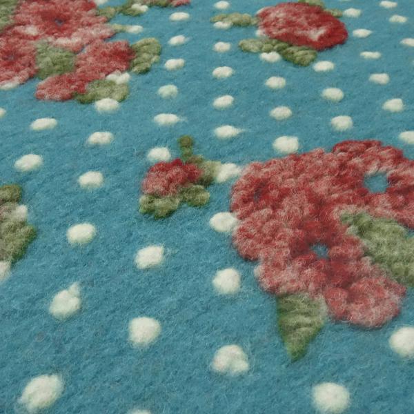 Stoff Ital. Musterwalk Walkloden Kochwolle mit Relief Blumen Punkte Design blau-türkis rot grün wollweiß Kleiderstoff Manteltstoff​