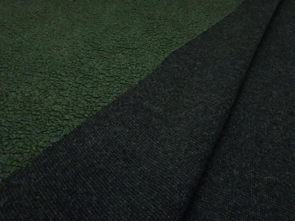 Fabric Ital. pattern whale boiled wool with teddy look relief green coat fabric dress fabric