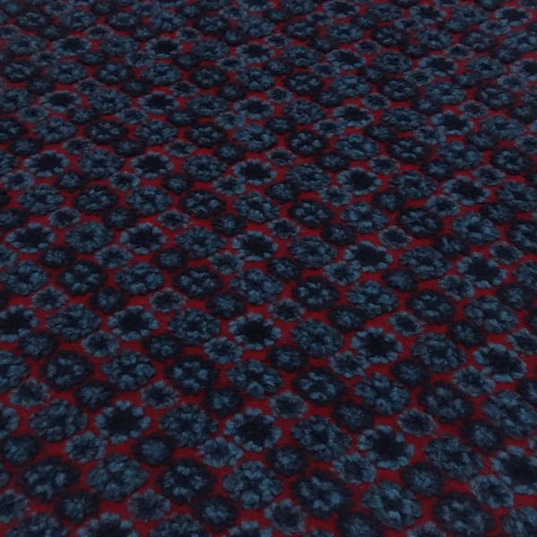 Stoff Ital. Musterwalk Kochwolle Walkloden Relief Blüten Ornamente rot blau marine Mantelstoff Kleiderstoff