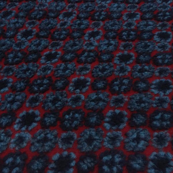Stoff Ital. Musterwalk Kochwolle Walkloden Relief Blüten Ornamente rot blau marine Mantelstoff Kleiderstoff