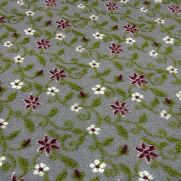 Fabric Italian pattern walk boiled wool Walkloden relief flowers tendrils gray melange green red wool white dress fabric coat fabric