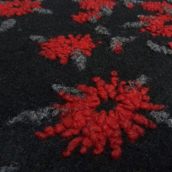 Fabric Italian pattern walk Walkloden boiled wool relief flowers black red gray melange dress fabric coat fabric