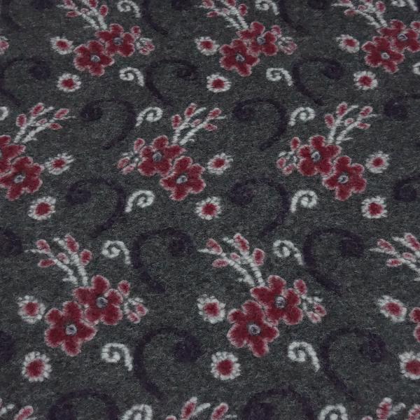 Fabric Italian patterned boiled wool Relief flowers and vines dark gray burgundy white purple dress fabric coat fabric