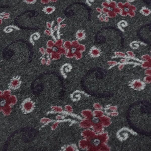 Fabric Italian patterned boiled wool Relief flowers and vines dark gray burgundy white purple dress fabric coat fabric