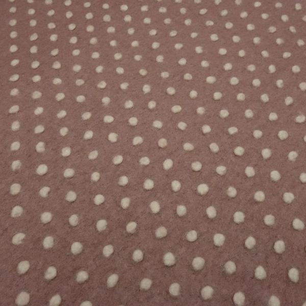 Stoff Ital. Musterwalk Kochwolle Walkloden mit Relief Punkte / Pünktchen Design altrosa wollweiß Mantelstoff Kleiderstoff
