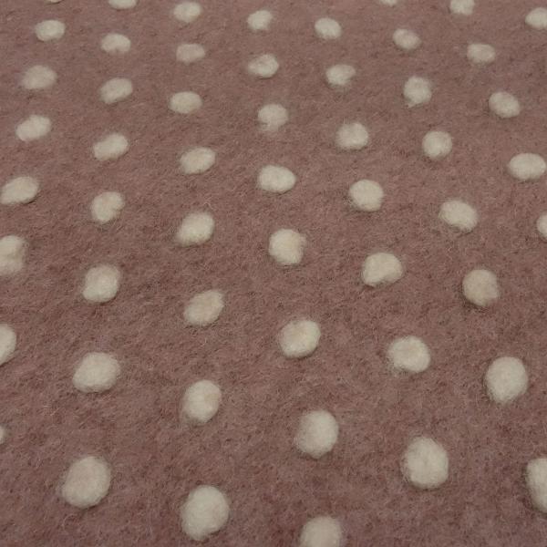 Stoff Ital. Musterwalk Kochwolle Walkloden mit Relief Punkte / Pünktchen Design altrosa wollweiß Mantelstoff Kleiderstoff