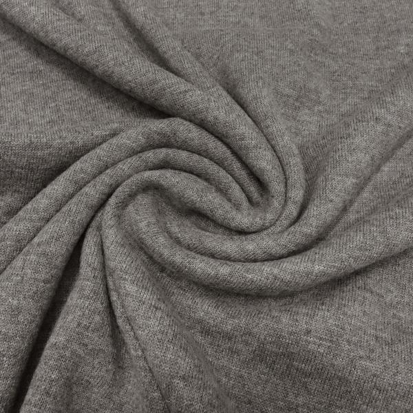 Stoff Ital. Strickstoff aus 100% Merinowolle uni grau taupé melange Merinostrick Kleiderstoff Kinderstoff
