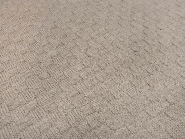 Stoff Ital. Strickstoff 100% Merinostrick Flechtmuster Korb sand hellbeige Merinostoff Kleiderstoff Kinderstoff