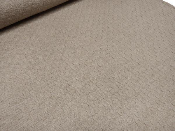 Stoff Ital. Strickstoff 100% Merinostrick Flechtmuster Korb sand hellbeige Merinostoff Kleiderstoff Kinderstoff