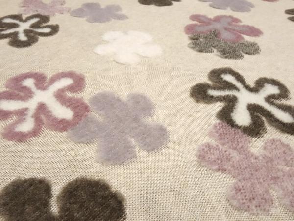 Fabric Ital. cotton jersey with intarsia wool tops flowers in beige brown old pink wool white dress fabric