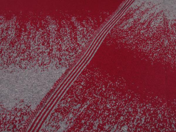 Stoff Ital. Strickstoff Merinowolle Doubleface Jacquard Farbverlauf rot grau melange Merinostrickstoff Kleiderstoff Mantelstoff Dekostoff