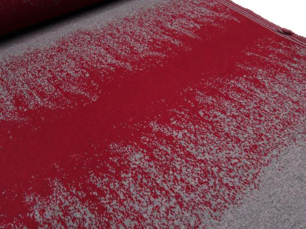 Stoff Ital. Strickstoff Merinowolle Doubleface Jacquard Farbverlauf rot grau melange Merinostrickstoff Kleiderstoff Mantelstoff Dekostoff