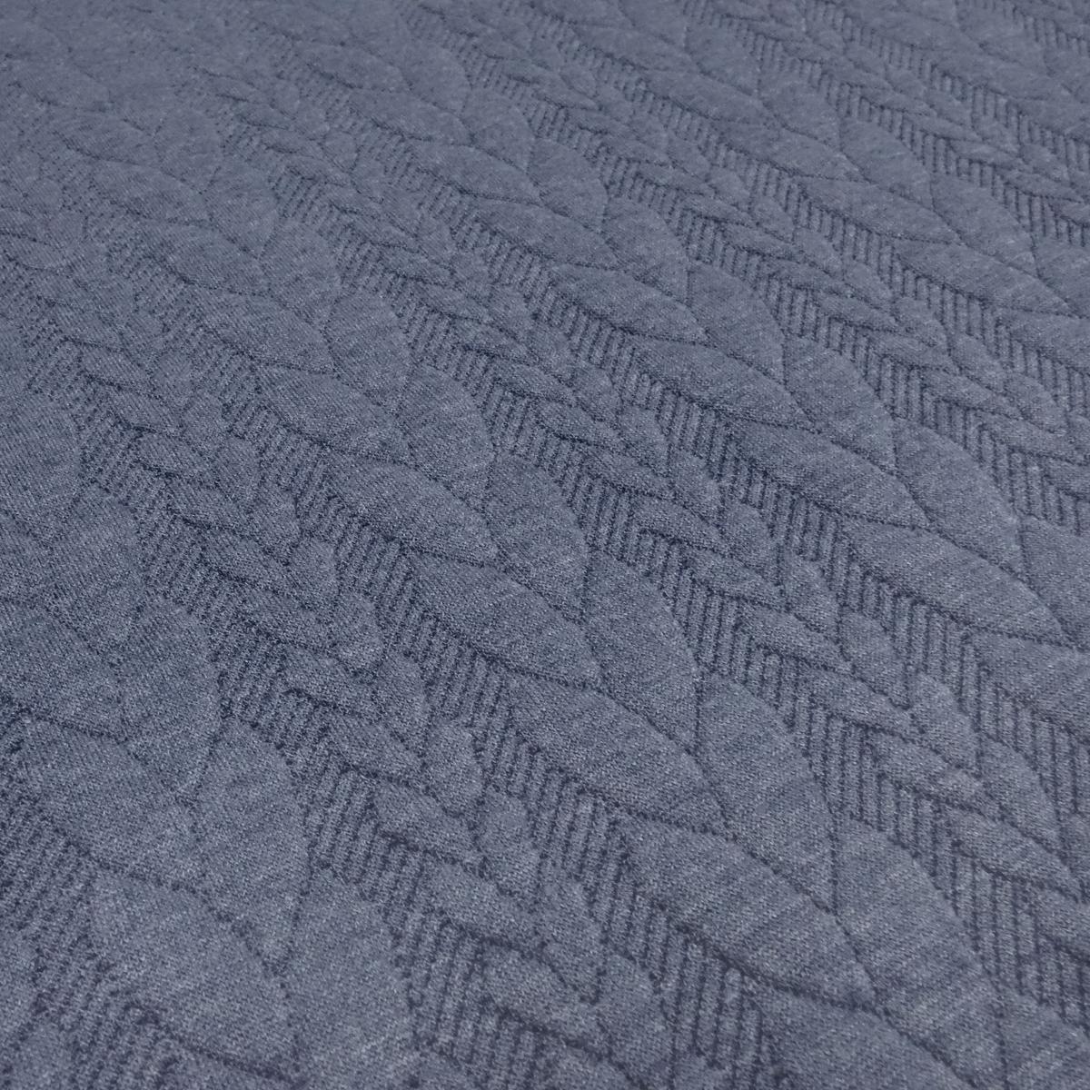 Stoff Zopfstrick Jacquard Zopfmuster Jersey Meterware uni jeans blau Kleiderstoff Kinderstoff