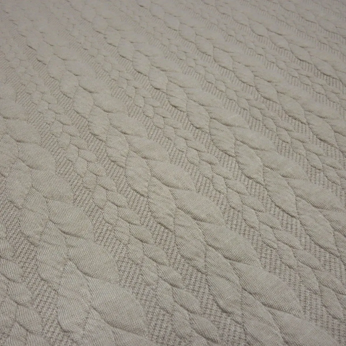 Fabric: Cable-Knit Jacquard Cable Pattern Jersey, Sold by the Meter, Solid Color, Natural Beige, Dress Fabric, Children's Fabric