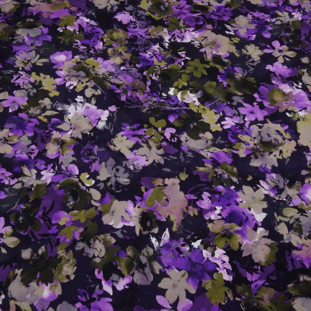 Fabric Cotton French Terry Sweatshirt Fabric with Floral Design Purple Pink Beige Olive Black Multicolor Children's Fabric Dress Fabric