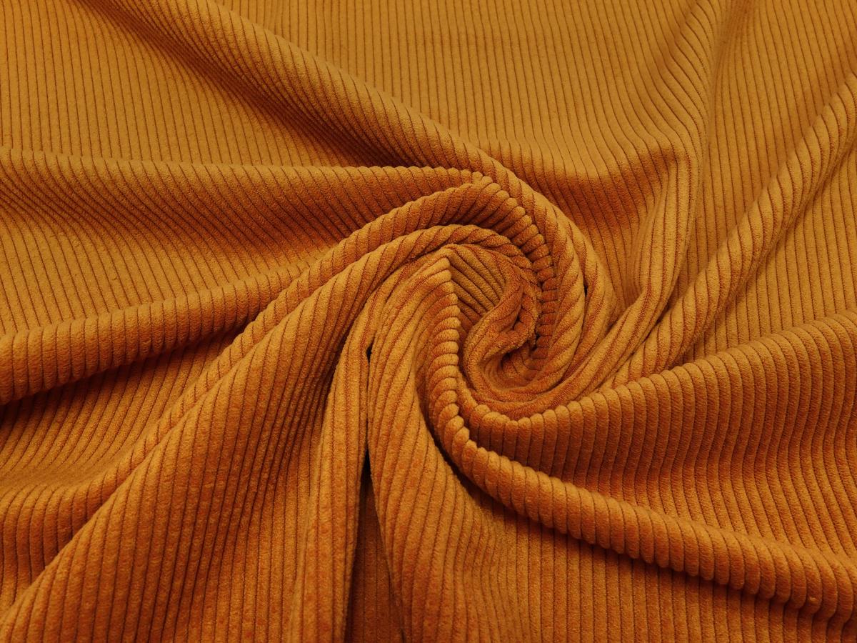 Stoff Stretch Cord Breitcord uni rost orange Kleiderstoff Hosenstoff Kinderstoff Dekostoff