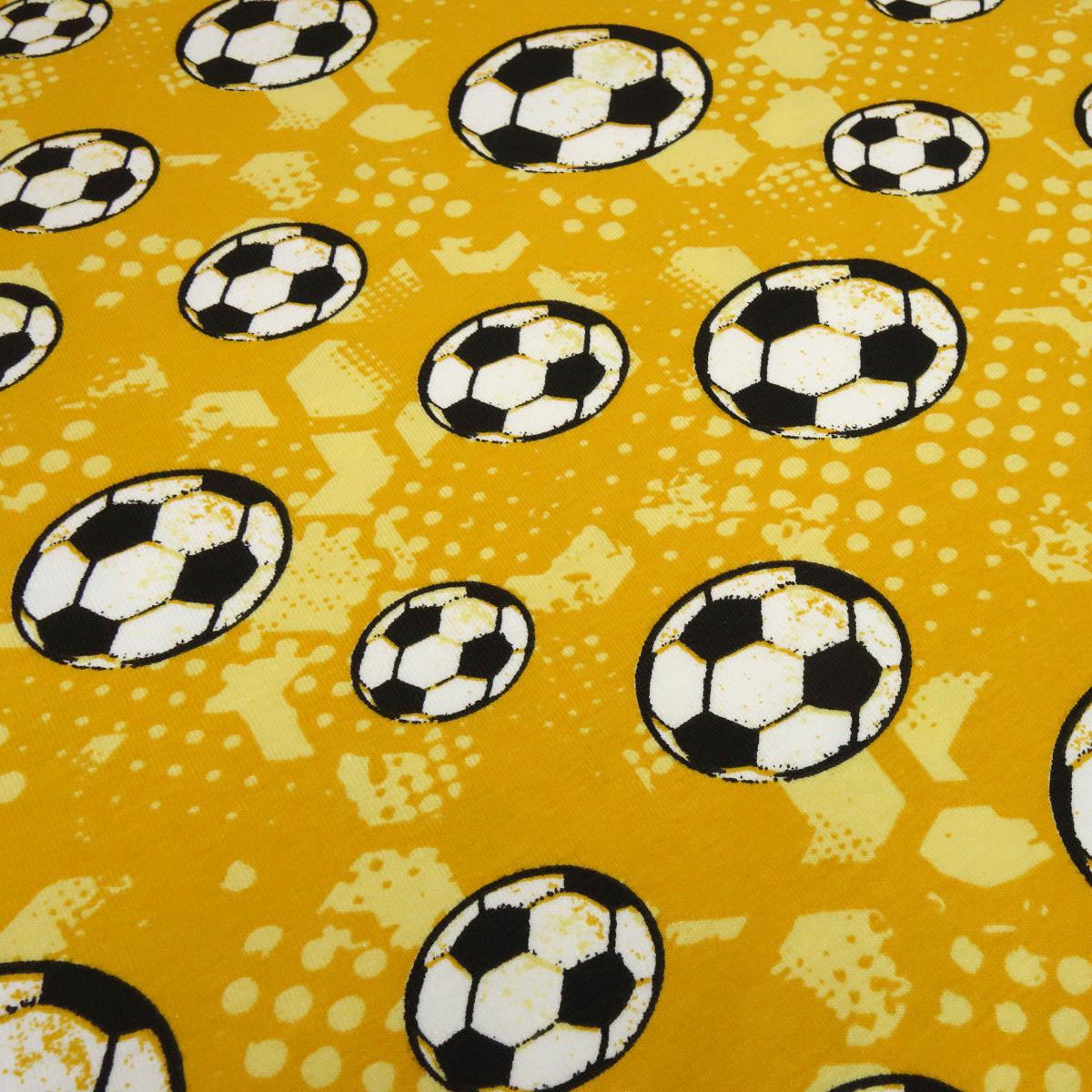 Stoff Baumwoll Jersey Fussball Bälle Dortmund gelb weiss schwarz Kinderstoff Kleiderstoff