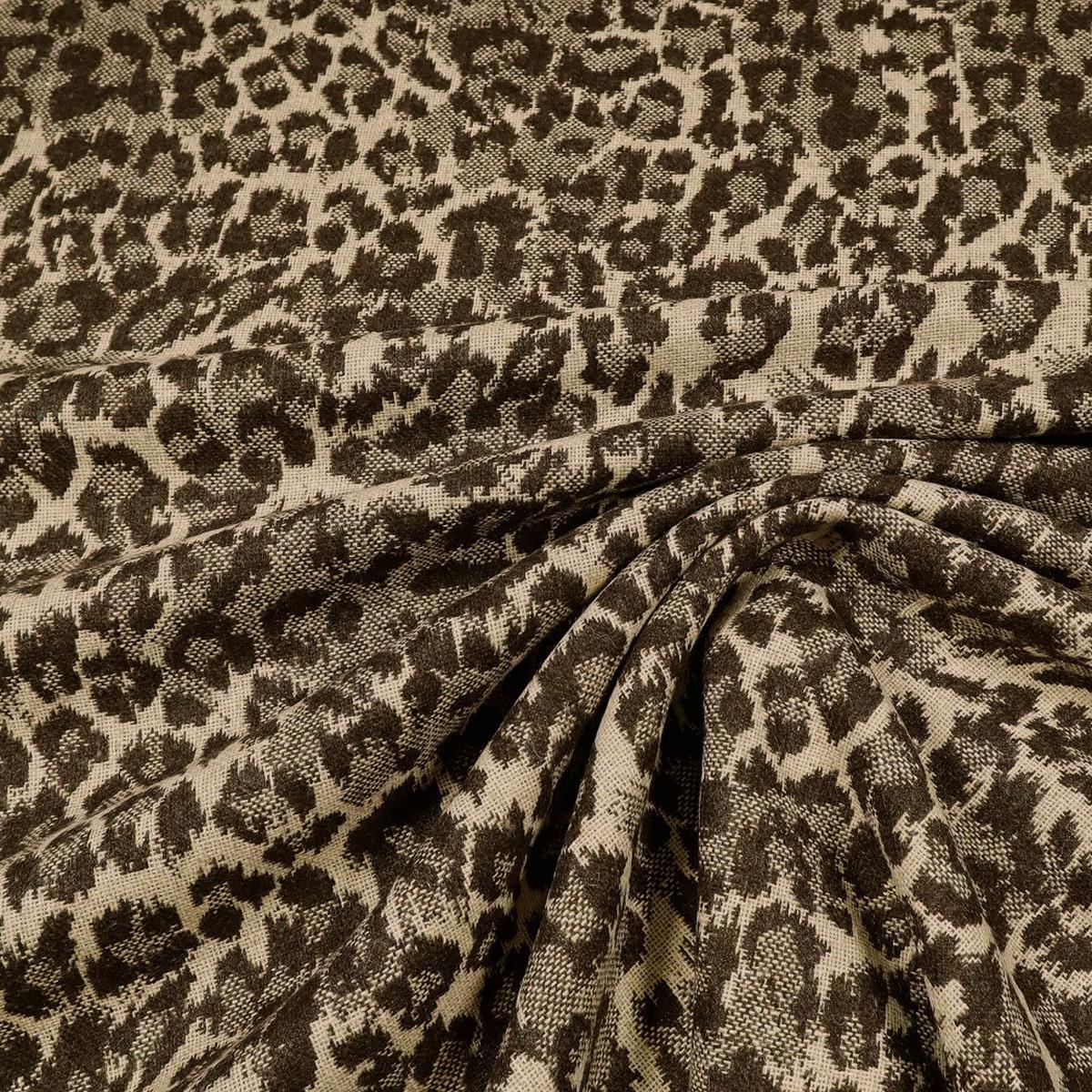 Fabric jacquard with wool content leopard animal design brown beige doubleface jacket fabric dress fabric coat fabric
