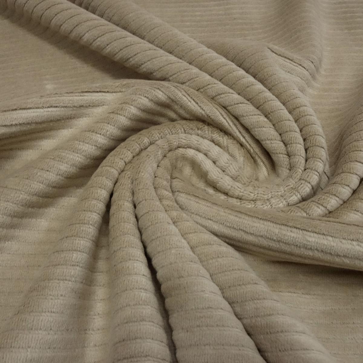 Stoff Strick Breitcord Stretch Meterware mit 5 mm Rippe uni einfarbig natur beige Kleiderstoff Kinderstoff