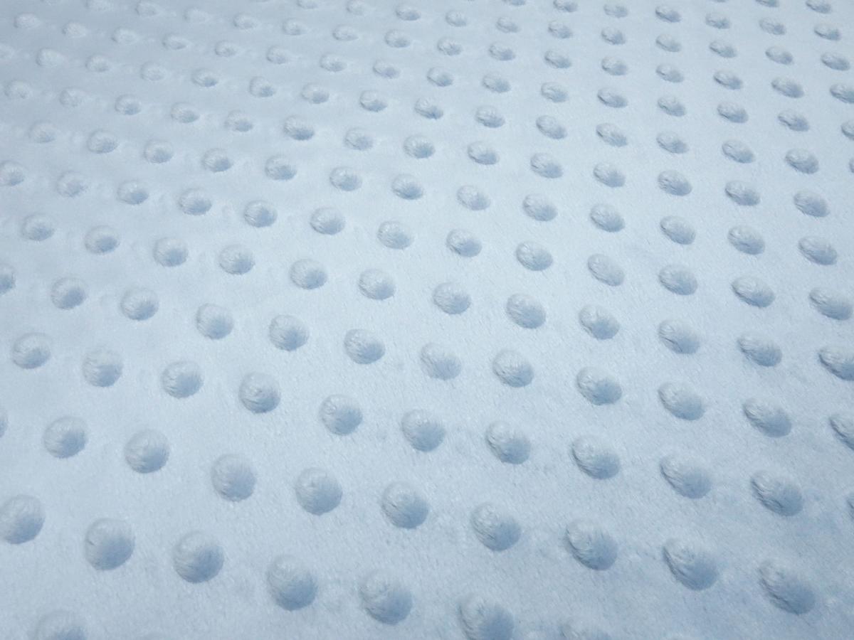 Fabric fluffy cuddly fleece Minky with 3D Bubbels Boppel points design pastel blue baby blue children's fabric dress fabric